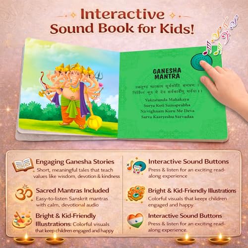 Image of Ganesha Sound and 121 Story Book Combo for Kids ; India's First Mythology Mantras Sound Book to Teach Indian Culture, Values Devotional