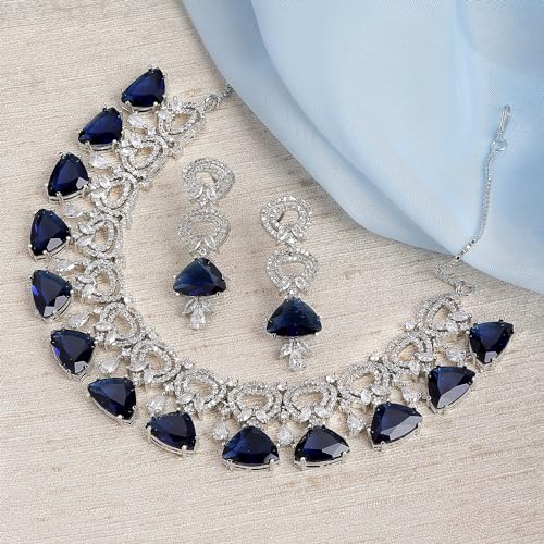 Rhodium-Plated Choker Necklace & Earrings Set