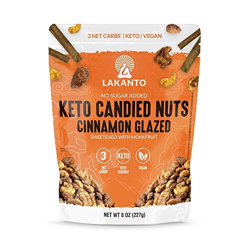 Lakanto Keto Mixed Candied Nuts Cinnamon Spice - No Sugar Added, Sweetened with Monk Fruit, 3 Net Carbs, Keto Diet Friendly, Vegan, On the Go Snack Anytime - Cinnamon Spice