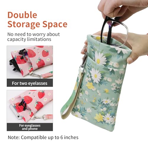 Image of Double Eyeglass Case Soft Dual Glasses Case for Women Men Travel Squeeze Top Sunglasses Cases Eyeglasses Pouch