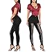 Women's Stylish Leggings Lace Up Front Hollow Out Black Twilled Skinny Pants,Black,X-Large