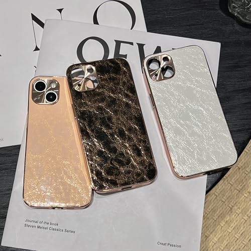 Coque en cuir et métal pour iPhone 14 Pro Max, l'accessoire de luxe finition or