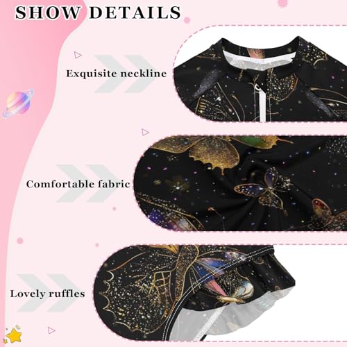 CHIFIGNO Butterflies Black Girls One Piece Swimsuits Quick Dry Rash Guard Swimwear Beach 3T4
