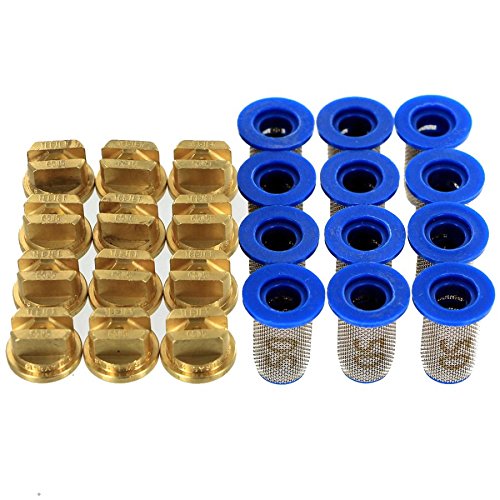 TeeJet Bundle (24 Items): 12 x TP6505 Brass 65° Flat Fan Spray Nozzles w/ 12 x 8079-PP-50 Strainers