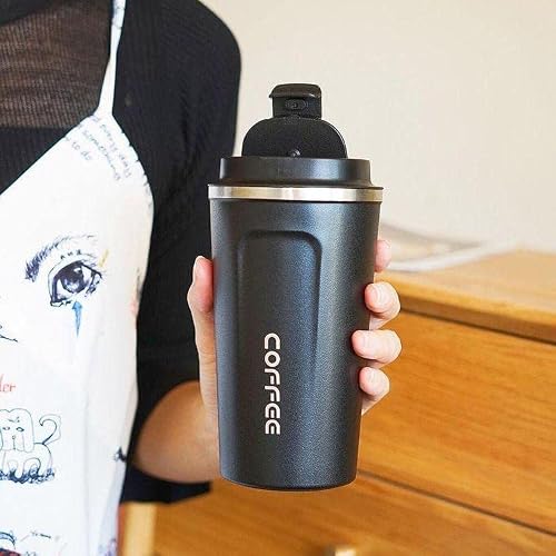 Coffee Travel Mug, 17 Oz Insulated Tumbler Leakproof Lid Thermal Vaccum Coffee Mug Stainless Steel Double Wall Reusable Coffee Cup For Hot Cold Coffee Tea Drinks In Travel Car Camping (Black) #TOP1