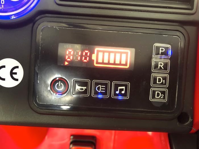 FINOOS Elektryczny samochód strażacki dla dzieci 12 V Firetruck, gumka koła z pilotem zdalnego sterowania 2,4 GHz 1-5 lat (czerwony)