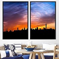 2 Piece Framed Canvas Wall Art Beautiful Sunset Canvas Prints Home Artwork Decoration for Living Room,Bedroom - 16