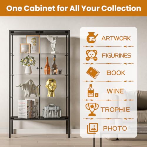 Image of Beauty4U Iron Frame Glass Display Cabinet, 4-Shelf Curio Cabinet