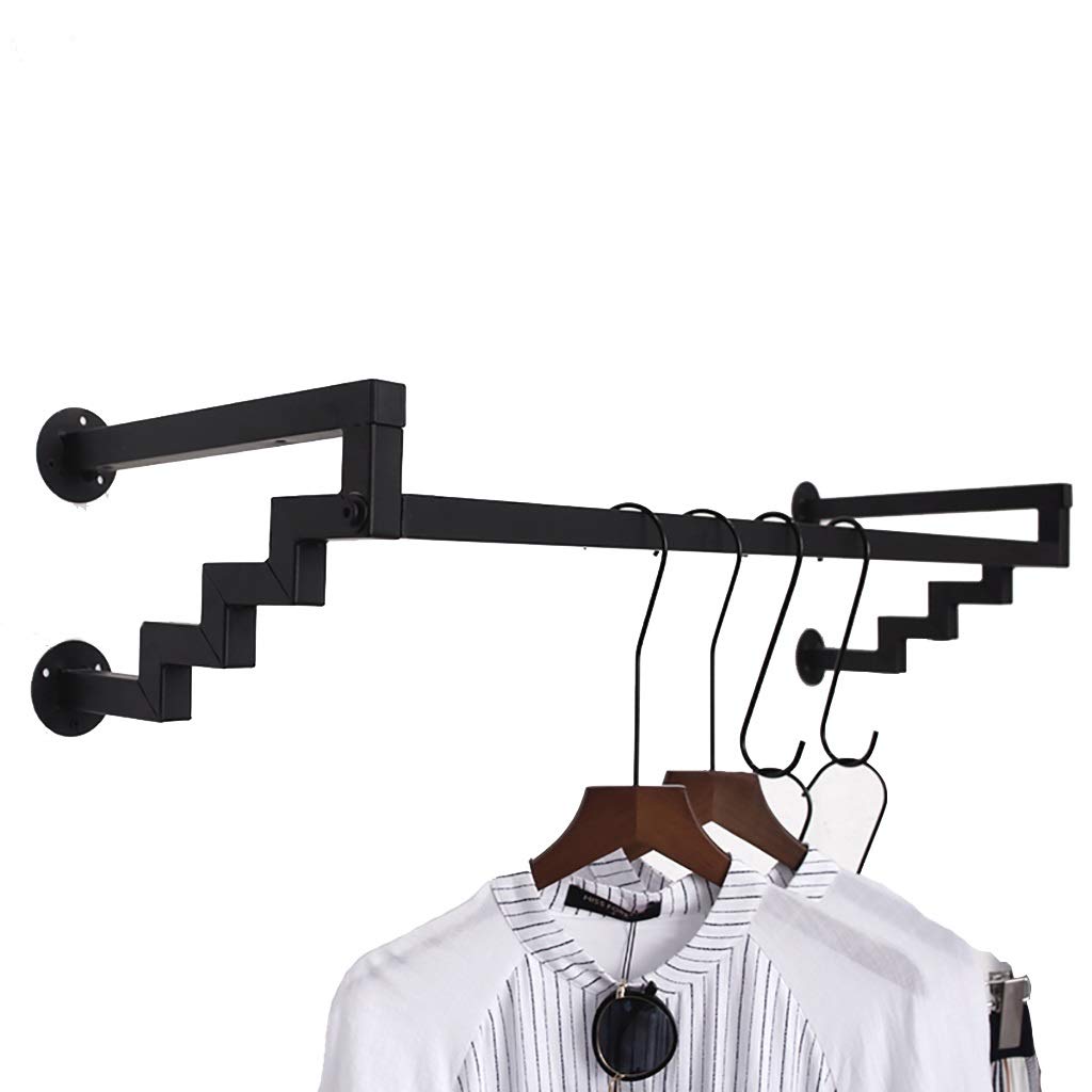 HPTHLY Wall Mounted Clothes Hanging Rod Industrial Clothes Rod Iron Garment Rack Commercial Clothing Display Rack (100X30X24Cm)