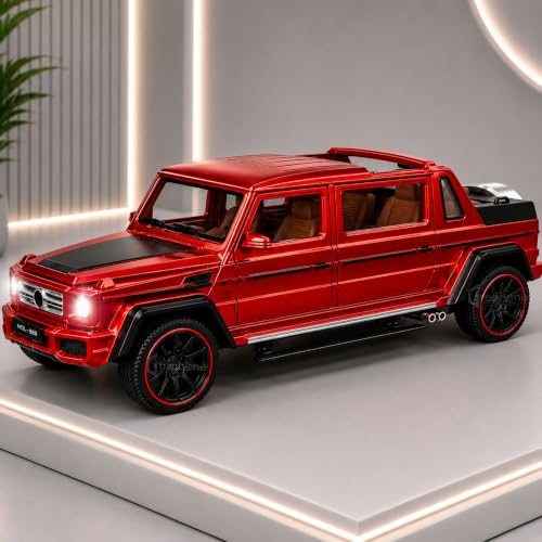 Image of GRAPHENE 1:22 Scale Die-Cast SUV Toy Car Pull Back Miniature Alloy Model with Openable Doors Lights & Music Realistic Friction Red Car Gift for Boys Girls & Kids (Ages 2+)