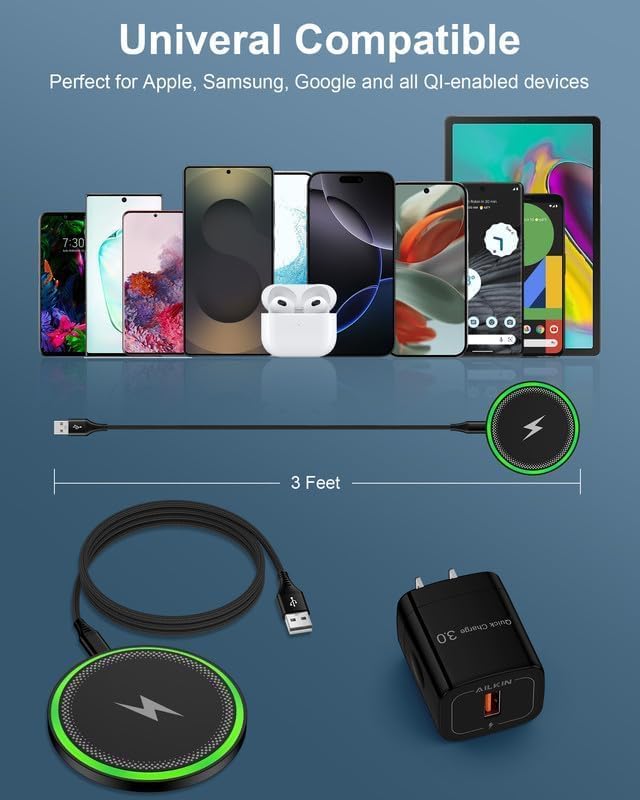 Miniatura 7 de Cargador inalámbrico Samsung, cargador Inalmbrico para Samsung para Galaxy S25 Ultra S25+ S24, 15 W cable rápido menos almohadilla de carga con