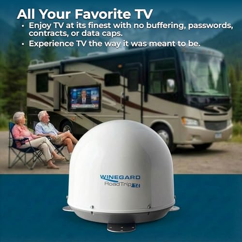Image of Winegard RT2000T Roadtrip T4 in-Motion RV Satellite Antenna - Automatic Multi-Satellite Tracking - Roof Mount Dome - High-Performance Mobile TV - White