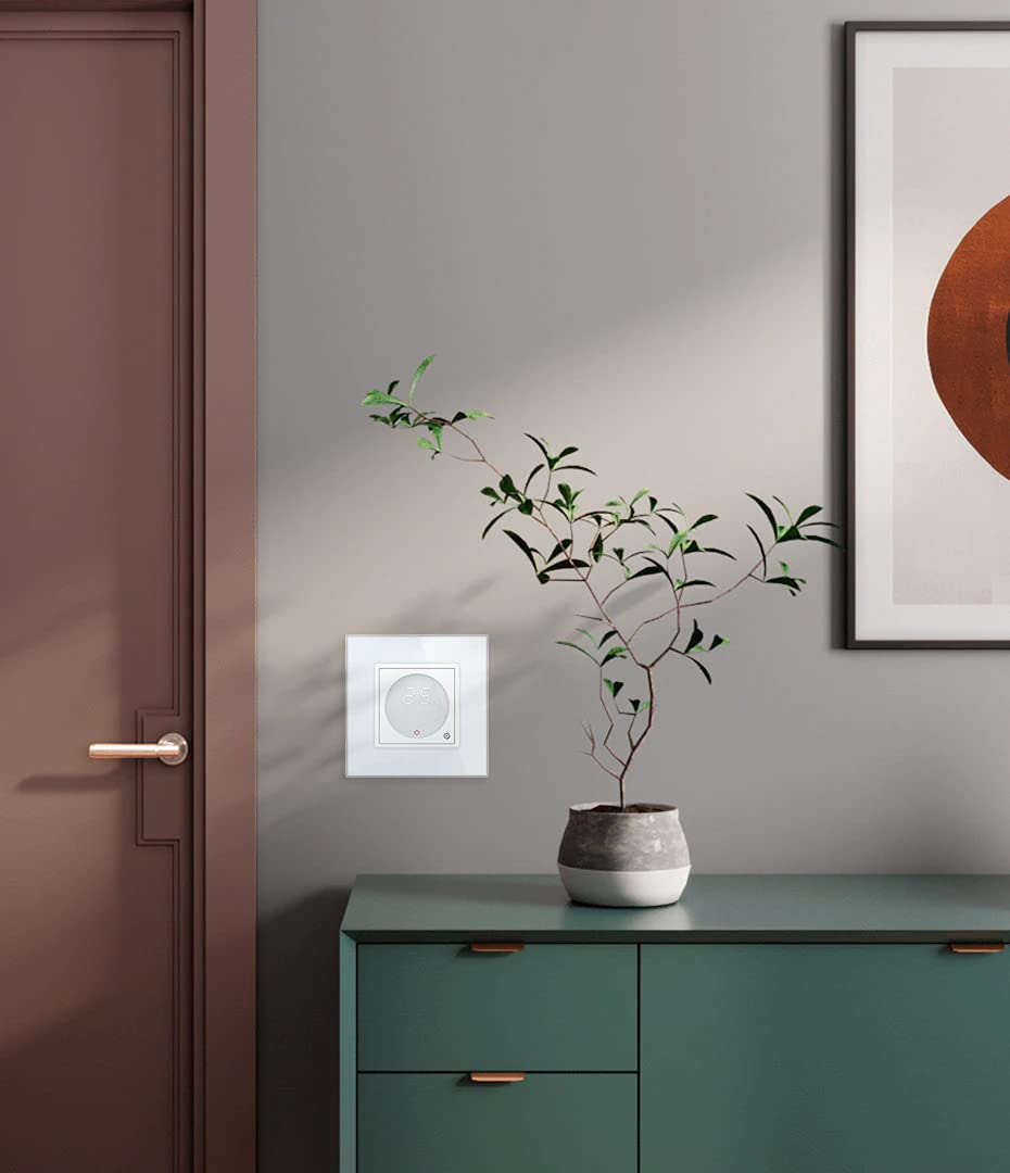Livolo VL-C7-PS72-XQ001-11-A - Termostato digital con sensor de temperatura para suelo y calefacción eléctrica con servomotores VL-C7-PS72-XQ001-11-A, incluye marco de cristal