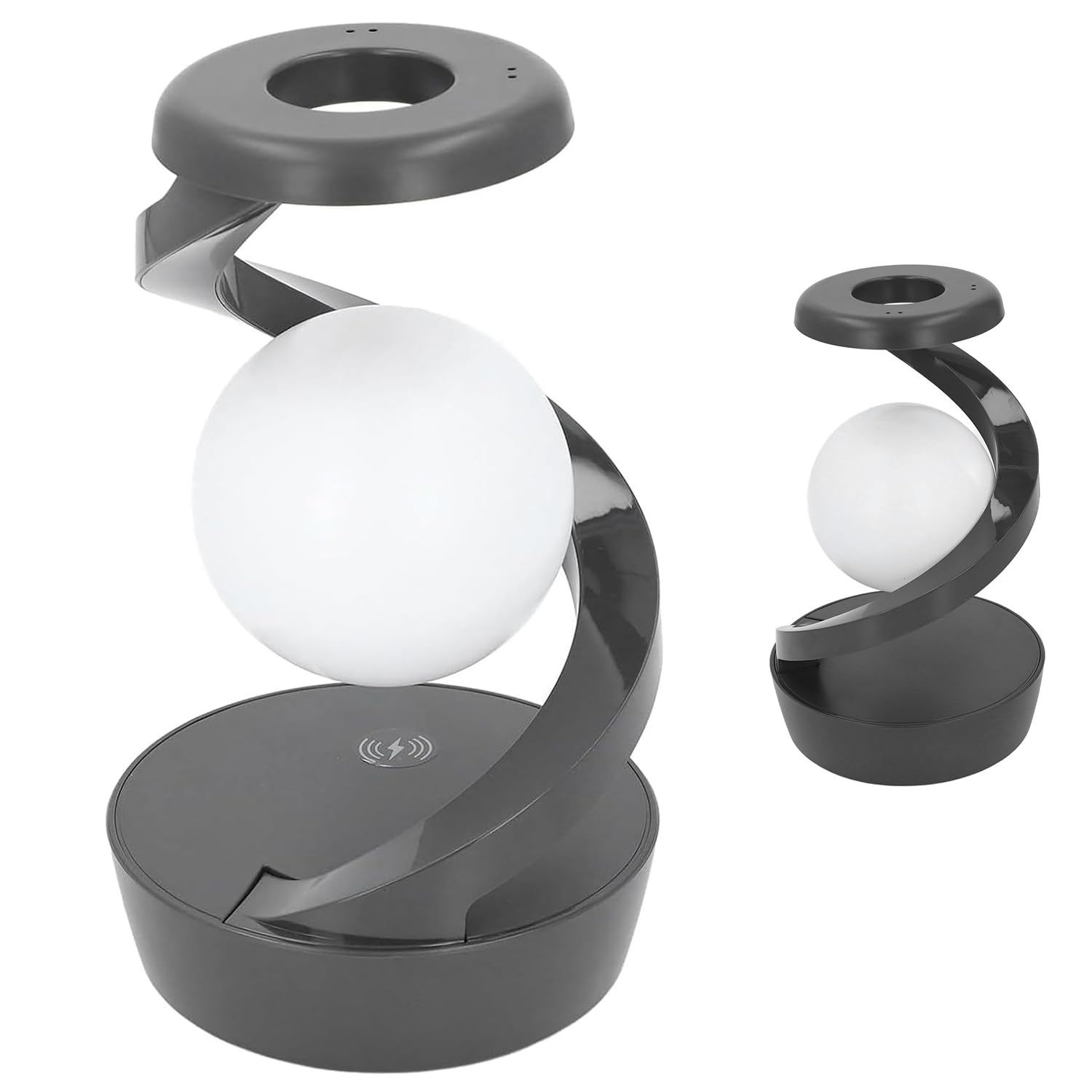 Lámpara de luna 3D levitante, flotando y girando 360 ° en el aire libremente, lámpara de mesita de noche en espiral con bola levitante LED inalámbrica, para dormitorio de oficina