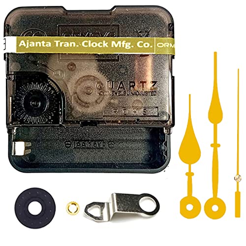 Image of QEWINOX Combo of Ajanta Mfg. Battery Operated Plastic Ticking Wall Clock Movement Machine with Hands (Made in India 100%)(Gold 9) 2 x 5.5 x 5.5 cm; 250 Grams