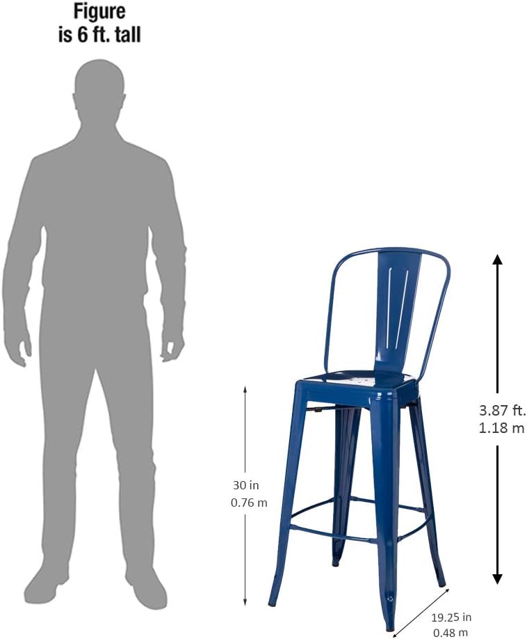 Frее Shірріng Ovеr $50 Glitzhome 2 Set Vintage Metal Bar Stool High Chairs Indoor Outdoor Barstool Dining Chairs with Back Navy Blue 🛒 Crаzу Dеаlѕ Glitzhome 2 Set Vintage Metal Bar Stool High Chairs Indoor Outdoor Barstool Dining Chairs with Back Navy Blue