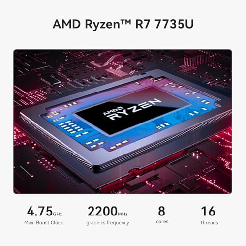 Image of Beelink SER5 MAX Mini PC, AMD Ryzen 7 7735U(6nm, 8C /16T) up to 4.75GHz, Mini Computer 16GB LPDDR5 RAM 500GB NVME SSD, Micro PC 4K@60Hz Triple Display, Mini Gaming Computer WiFi6 /BT5.2 /HTPC /W-11 Pro