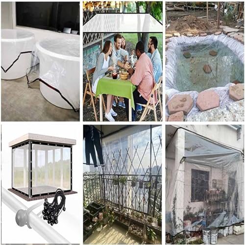 Lona transparente con ojales 2,5x2m protector exterior de plástico impermeable plegable 6