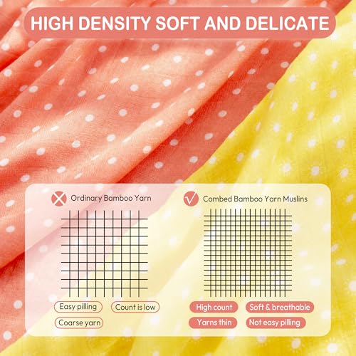 Image of Softan Swaddle Blanket, 47x47 in Muslin Swaddle Receiving Blanket for Newborns, Breathable & Soft, 4 Pack Yellow Flower