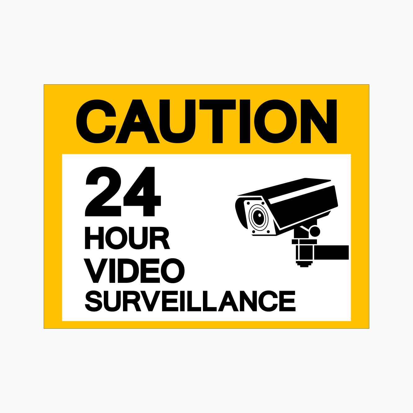 24 HOUR VIDEO SURVEILLANCE Sign, 12x8 Metal Tin Sign, 24-hour video surveillance.