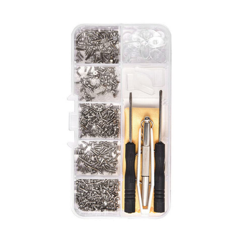 1 Set Glasses Repair Tool Kit Clear Plastic Box Eyeglass Repair Kit Multiple Tools Spectacle Repair Kit for Repair Sunglasses Half-Rim Glasses Watches