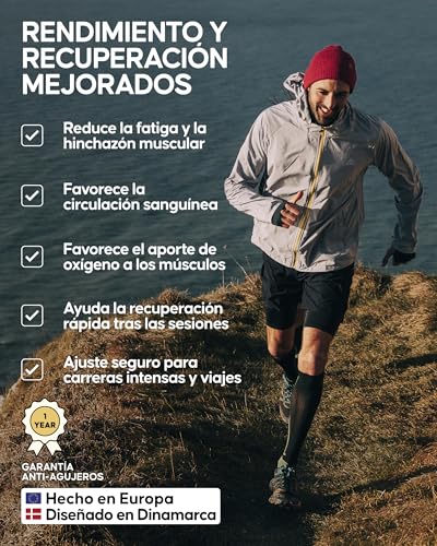 DANISH ENDURANCE Calcetines de Compresión Mujer y Hombre, 1 o 2 Pack, Negro Sólido, 39-42 - imagen 3