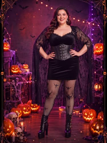 Image of Geyoga 6 Pcs Halloween Plus Size Fishnets Tights for Women
