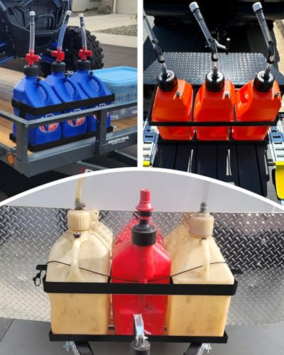 Image of Gas Can 5 Gallon Fuel Container Holder,Fits Three 5 Gallon Gas Can,Compatible With VP Racing Fuel Jug 5.5 Gallon,VP Racing Fuel Jug,Gas Can Holder For Trailer(Holder Only)