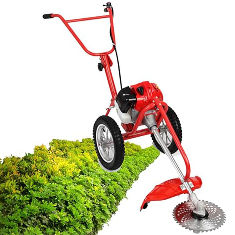 Máquina De Deshierbe A Gasolina De Empuje Manual, Cortacésped Portátil Y Desbrozadora para Recorte De Césped, Eliminación De Maleza Y Mantenimiento De Jardín Y Patio, Cortadora De Césped A Pie para