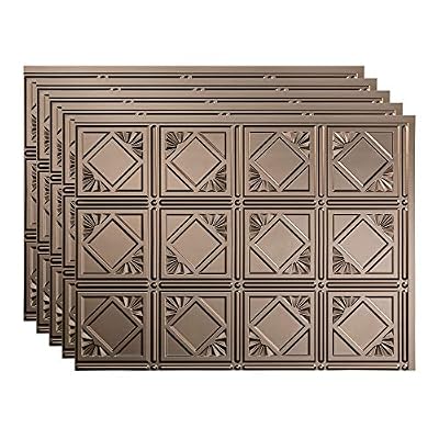 FASÄDE Traditional Style/Pattern 4 Decorative Vinyl 18in x 24in Backsplash Panel in Argent Bronze (5 Pack)