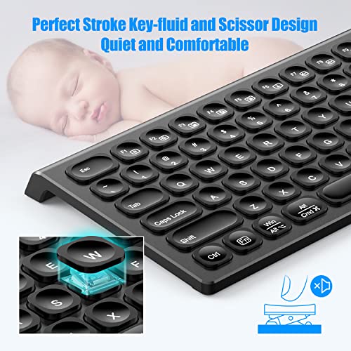 Ilaoliu Rechargeable Bluetooth Keyboard, 2.4G Wireless Backlit Full Size Keyboard - Slim Silent Ergonomic With Pull Out Phone/Pad Holder For Multi-Device Windows, Mac, Ios, Ipad,Tv (Black) #TOP3