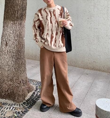 Aesthetic Mens Oversized Sweater Flame Graphic Knitted Sweaters Casual Long Sleeve Pullover Crewneck Sweatershirts2