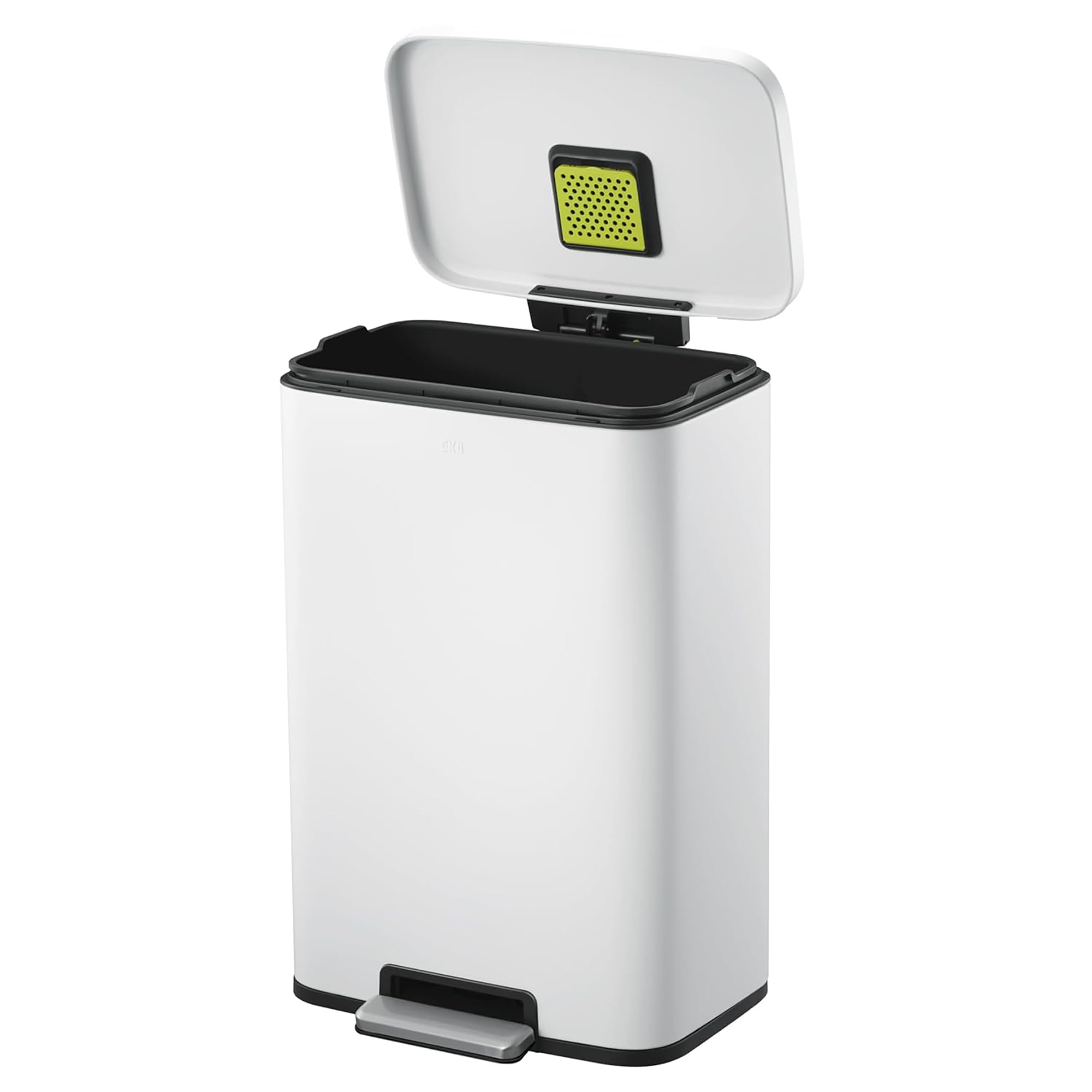 EKO Madison - Pattumiera da Cucina, 50 l, con Pedale e Coperchio a Chiusura Morbida, Colore: Bianco Opaco, in Acciaio Inox Anti-Impronta, Cestino Moderno e Robusto, Grande capacità per Il Riciclaggio