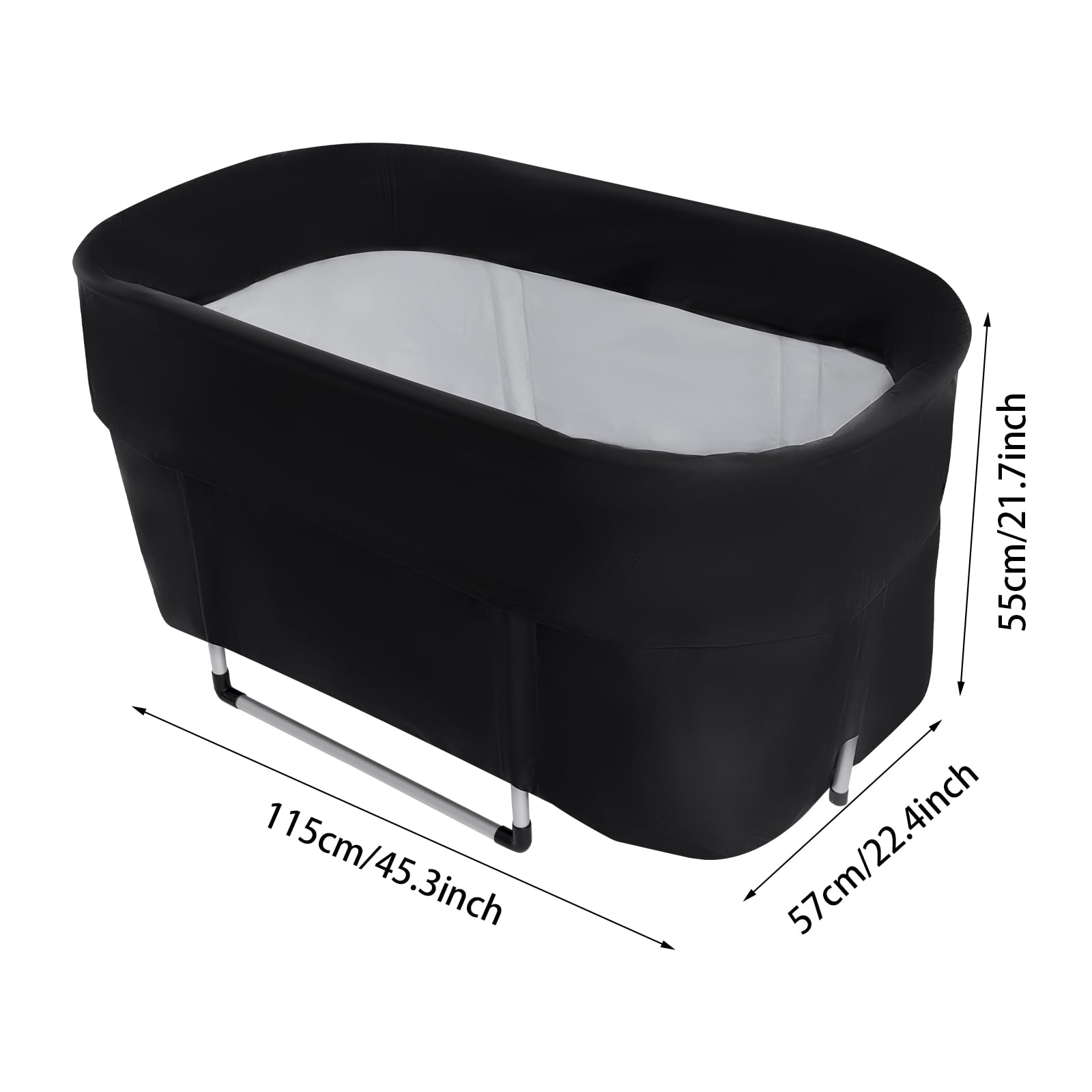 Vasca da bagno pieghevole per adulti, 115 x 57 x 55 cm, isolata con isolamento a 6 strati, per attività all'aria aperta, per atleti