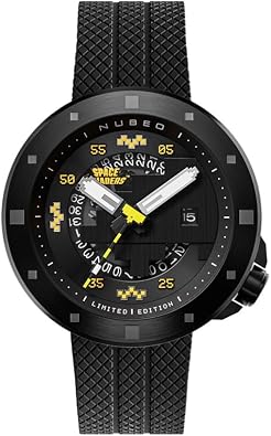 Nubeo Cassini Space Invaders Mens Watch - Japanese Automatic Movement, 50mm Stainless Steel Case, Water Resistant 50m, Silicone Strap, NB-6103 - Limited Edition