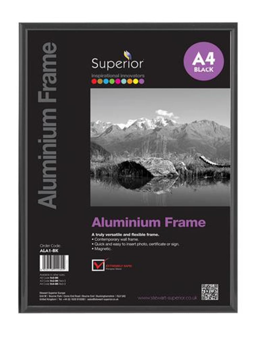 Seco Black A4 Brushed Aluminium Picture Frame | | Perspex Safety Glass | Photo, Certificate & Artwork Display | Home & Office Decor