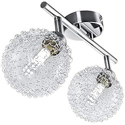 Lamparas De Techo Cristal Baratas B.K.Licht Lámpara de techo con 2 x 3,5 W bolas de cristal, luz de techo moderna de metal incl 2 bombillas LED G9, Orientable y giratoria 230 V IP20 3000K