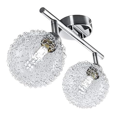 Lámpara de techo B.K.Licht con 2 bolas de cristal y 2 bombillas LED G9 Cover