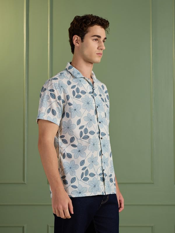 Image of MARK & ALBERT Mens Half Sleeves Printed Shirt