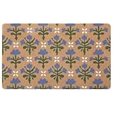Nuanchu Block Printed Coir Doormat, 18x30 Inch, Spring Floral Coconut Scraper Mat with Non-Slip PVC Backing for Front Door Porch Entryway Outdoor Indoor