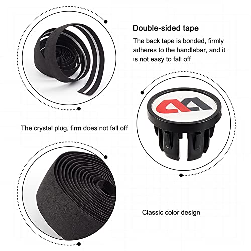Ahandmaker 4 Rolls Bike Handlebar Tape, Non-Slip Eva Cycling Handle Wraps Soft Bicycle Bandage Bar Grip Wrap Tape Adhesive Back With 4 Pcs Bar End Plugs For Road Racing Mountain Bike, White&Black #TOP3