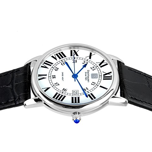 Men's S0718 Classic Delémont Swiss Quartz Stainless Steel Watch with Black Leather Band4