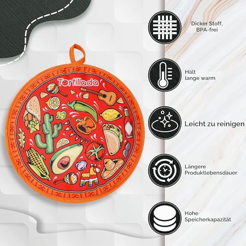Tortillada - Tortillawärmer (30 cm) aus Baumwolle/Polyester (Rot) – Ansicht 2