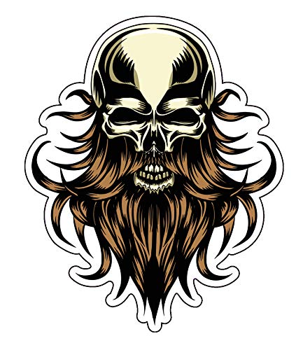 Autocollant vinyle de qualité supérieure motif crâne viking en couleur