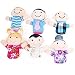 Qiyun 6 Pc Soft Plush My family Finger Puppet Set Includes Grandma Granddad Sister Brother Mom Dad