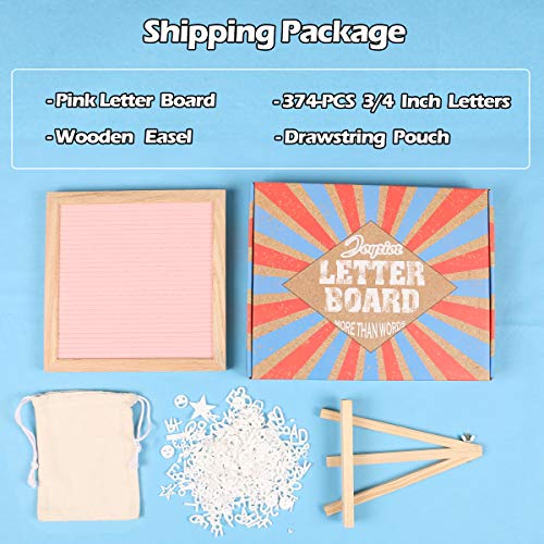 Light Pink Felt Letter Board 10X10 Inches + 374 3/4’’ Pre-Cut White Letters. Changeable Letter Board With Stand Easel Changeable Message Board With Letters Office Business Sign Felt Board Home Decor #TOP2