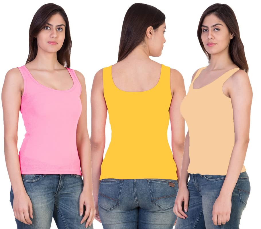 Image of Pack of 3 Premium Tank Top Vest Top Camisole Sando Spaghetti Inner Wear Camis for Women,Girls