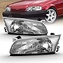 AmeriLite for 1997-1999 Toyota Camry Chrome Replacement Headlights Without Corner Light Pair - Passenger and Driver Side