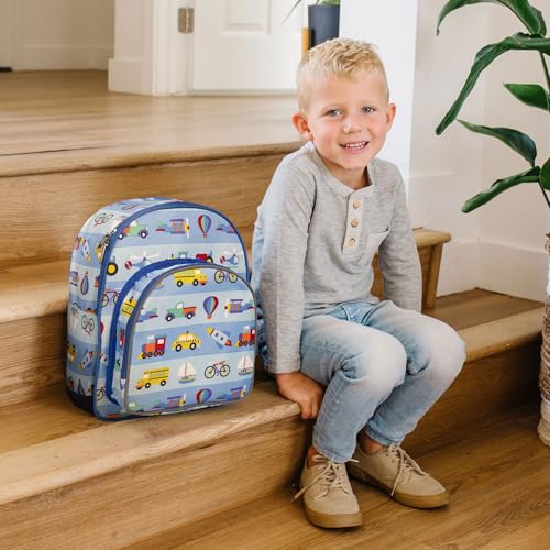 Image of Wildkin Kids 12-Inch Toddler Backpack - Lightweight School Bag for Daycare & Travel, Ages 3-7, On the Go, 12 x 10 x 4.5 inches, 12-inch Backpack Boys