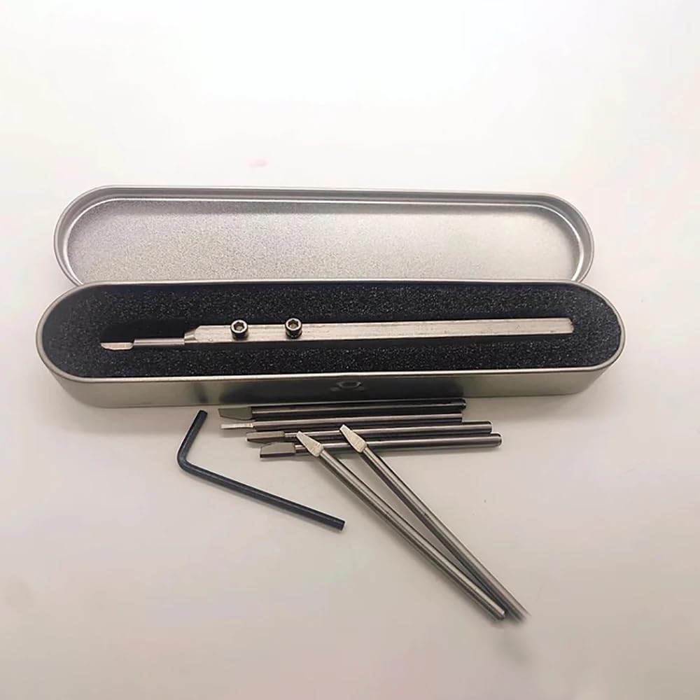 8-Piece Copper Seal Engraving Tool Set - Interchangeable High-Speed Steel Blades, Metal Storage Case Professional Carving Kit